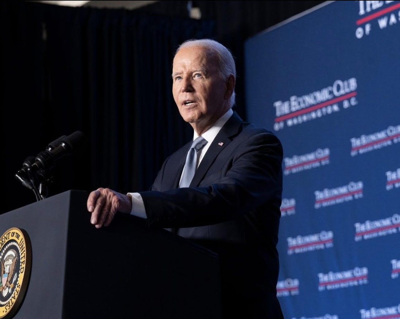 President Joe Biden giving a speech at The Economic Club of Washington D.C.