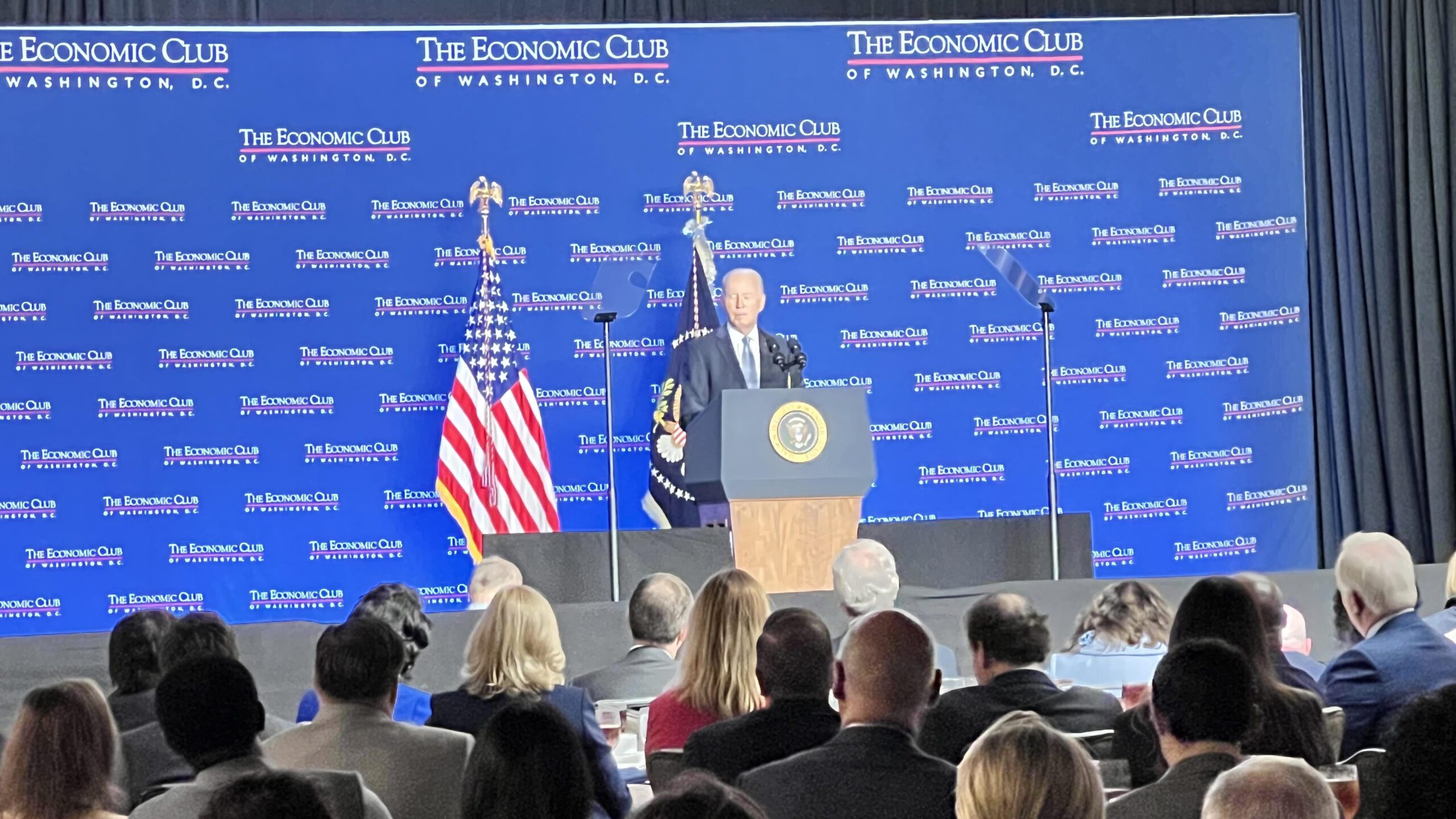 President Joe Biden speaking at The Economic Club of Washington D.C.